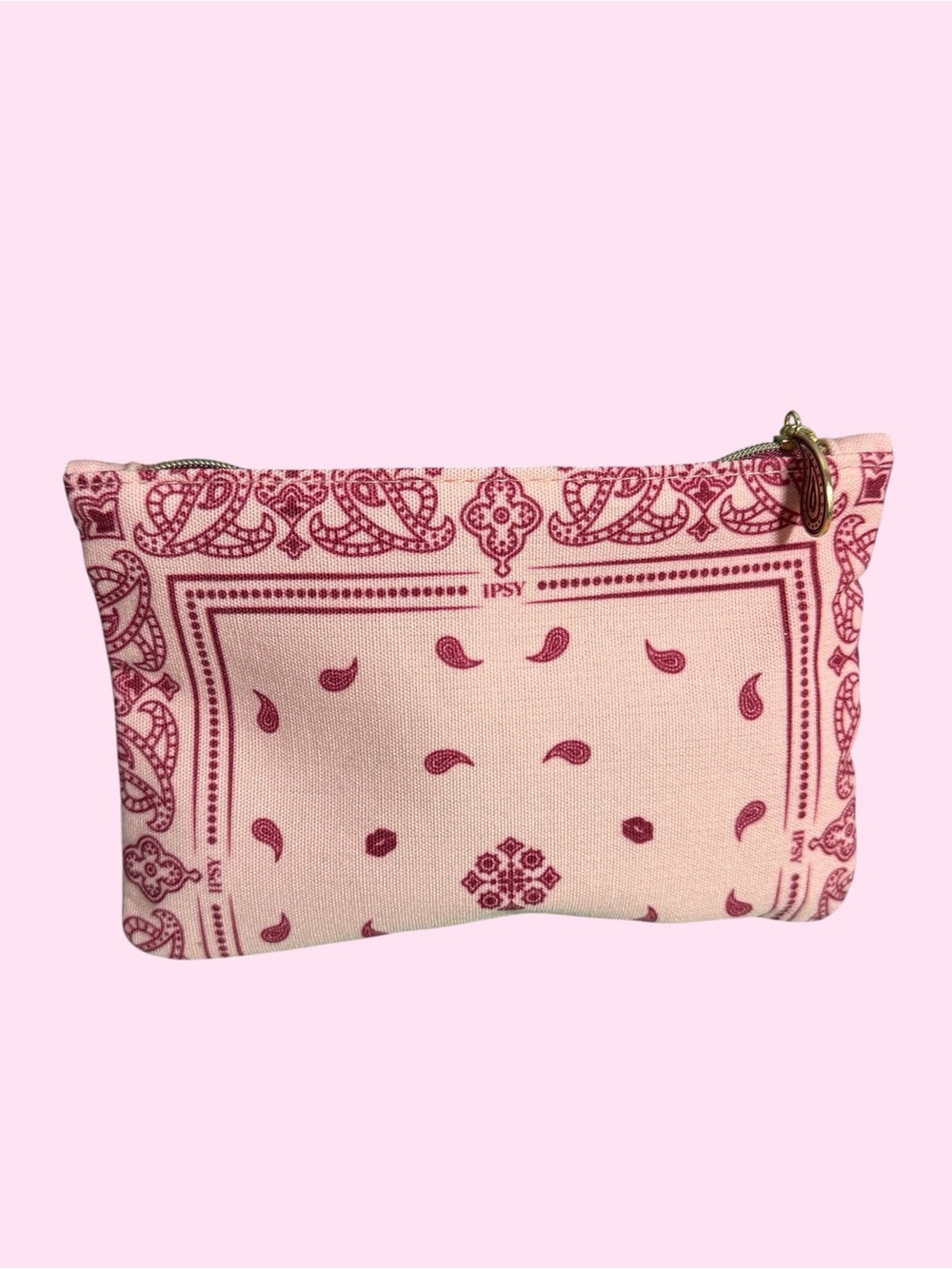 ipsy Pink Bandana-Print Canvas Cosmetic Pouch BRAND NEW